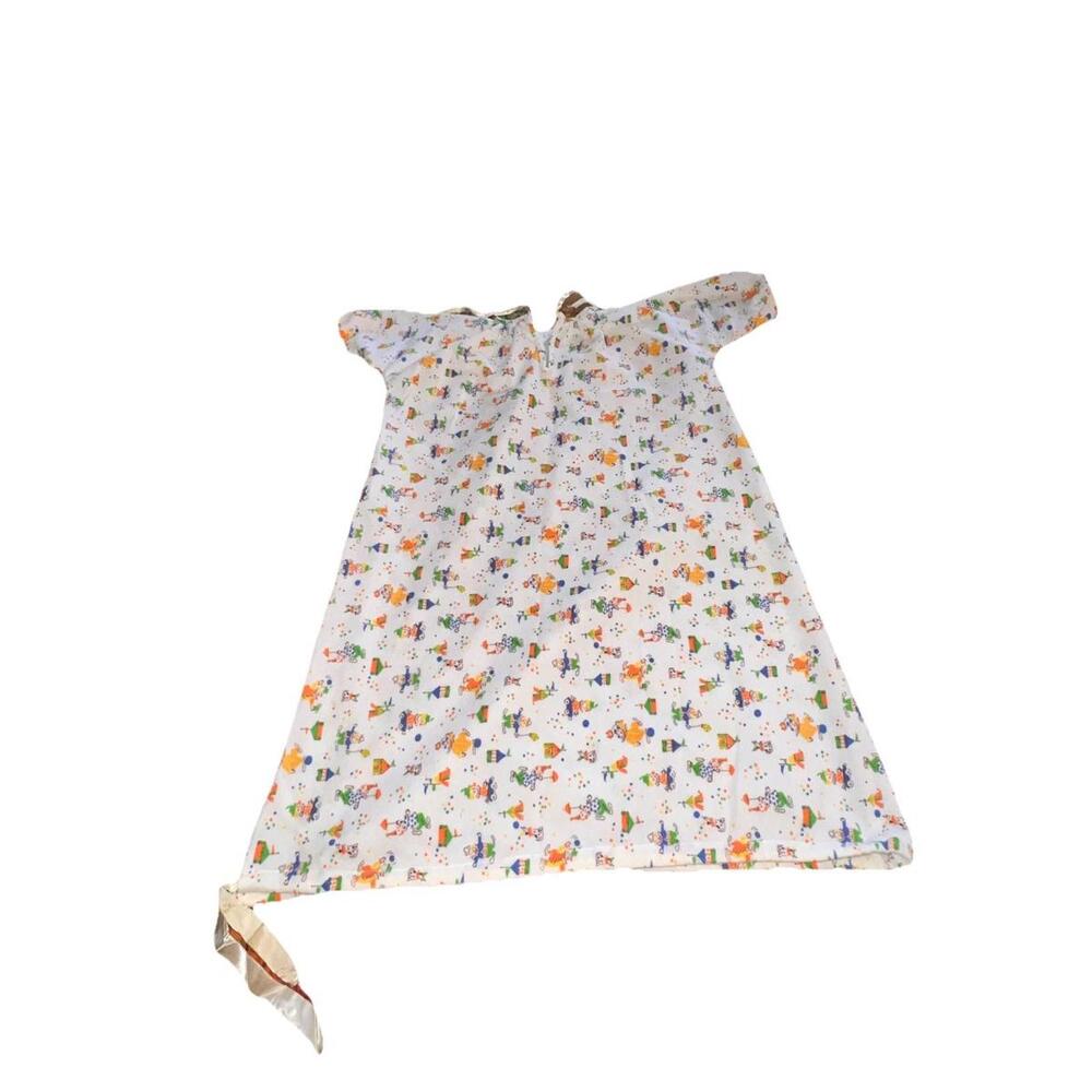 VTG 70s‎ Cotton Infant Gown Clown Circus Print Sleep Sack 0-3M Unisex Layette